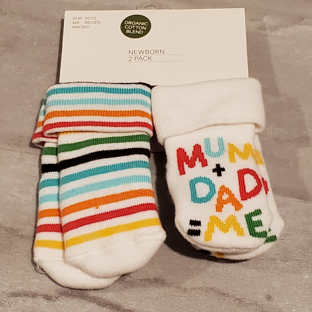 H&M Organic Cotton Blend Newborn 2 Pack Socks